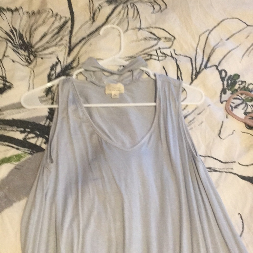 Pale blue tank with collar